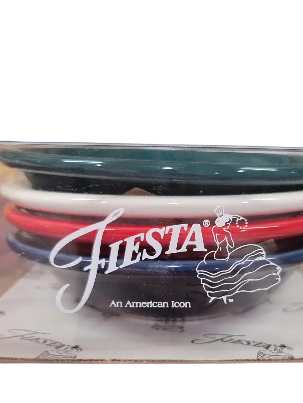 Fiesta Ware 4-Piece Fruit Bowl Set Evergreen Scarlet Cobalt White NWT